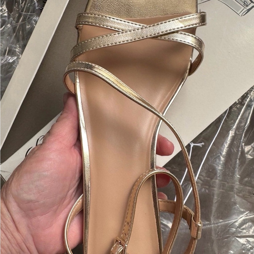 a new day Metallic Gold Strappy Block Heel Sandals - Picture 2 of 6